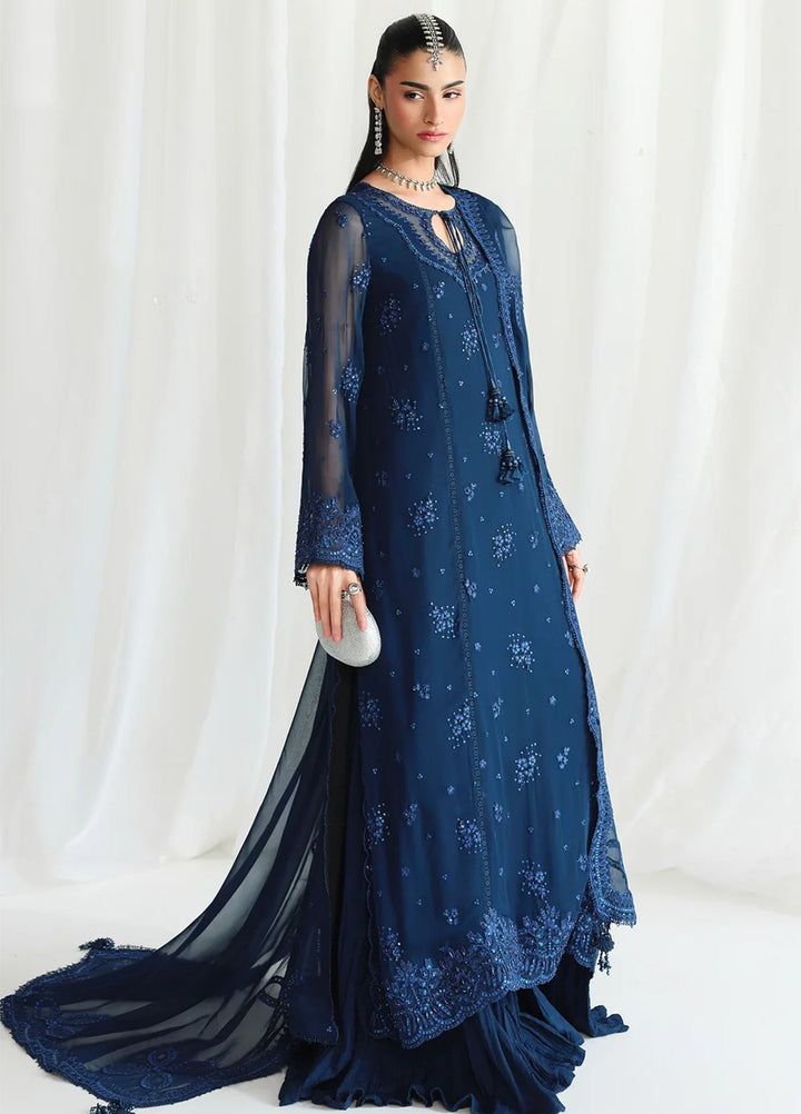 Qalamkar Unstitched Embroidered Chiffon 3 Piece Suit QLK26UCF Shireen QCC-02 - Festive Collection
