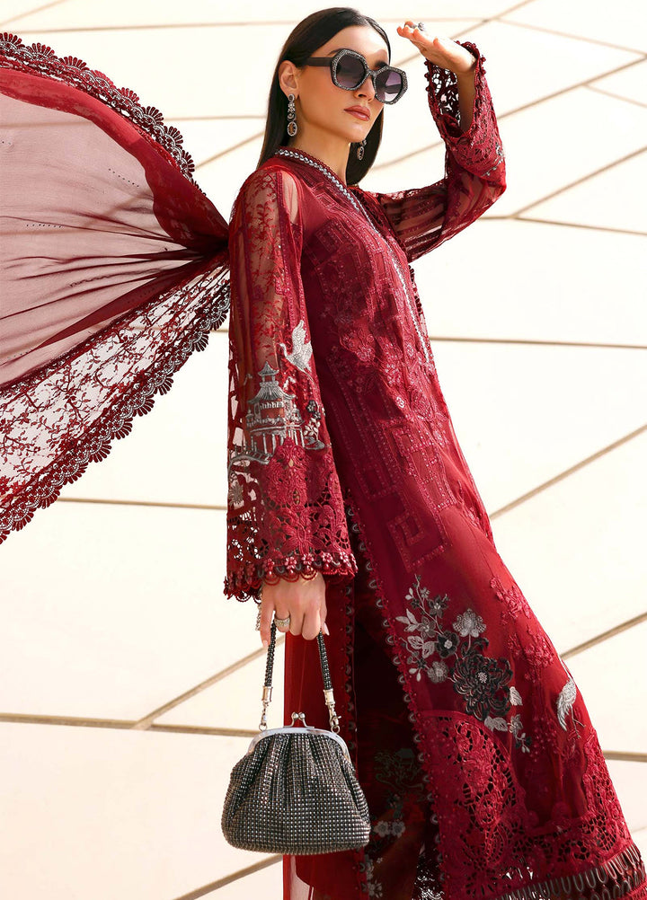 Maria B Unstitched Embroidered Luxury Lawn 3 Piece Suit MB26UEL 7A - Eid Collection