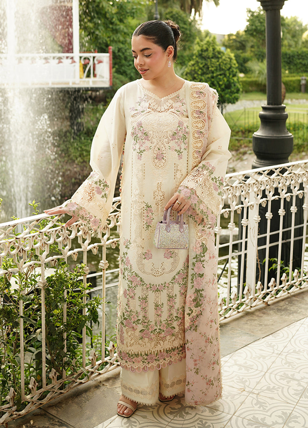Elaf Premium Unstitched Embroidered Lawn 3 Piece Suit EL26ULF Sweet Talk ELQ-7B - Festive Collection