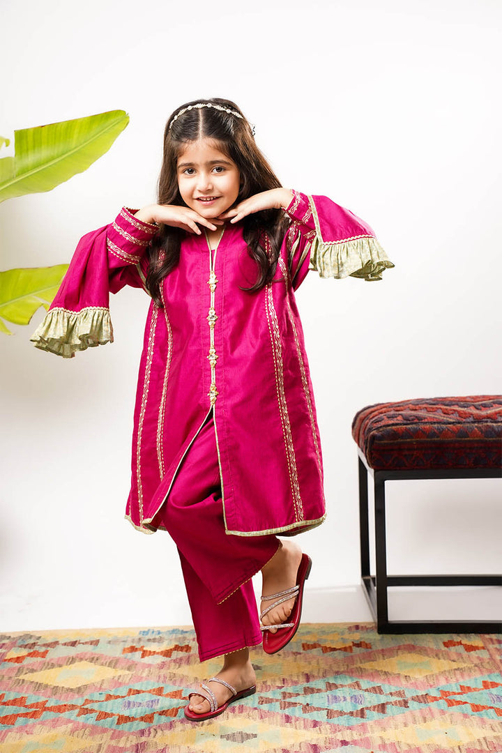 Senorita Girls RTW Embroidered Chambray 3 Piece Suit KDD-03237 Eid Collection