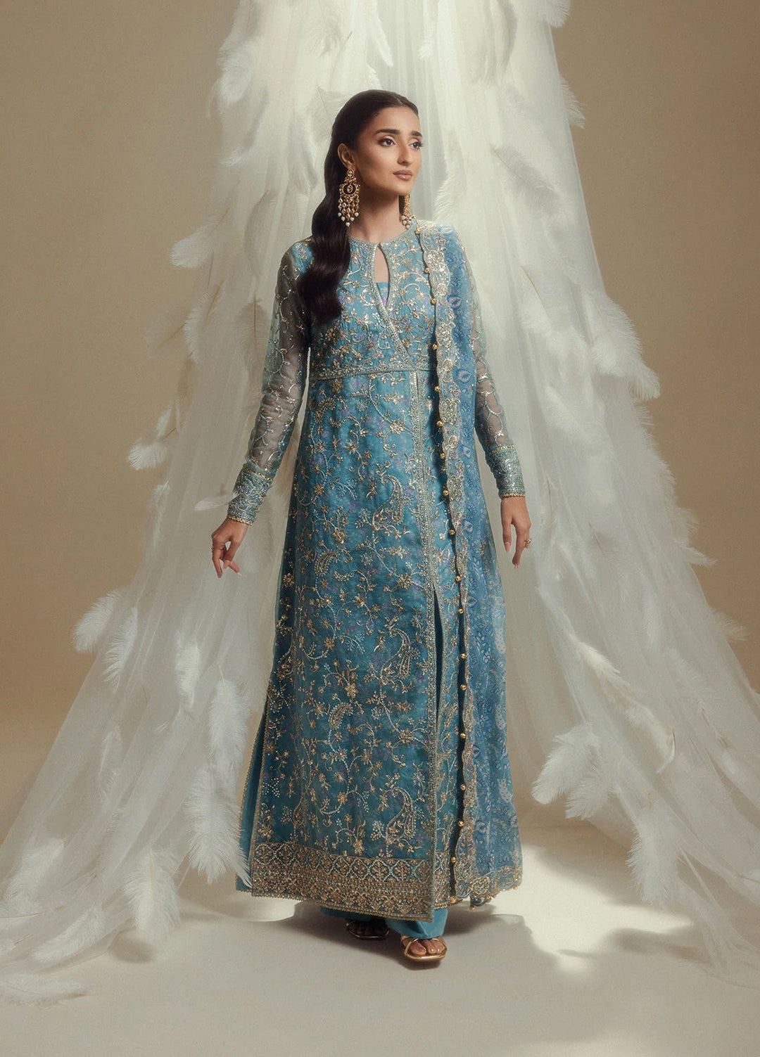 Aik Shaam by AIK Atelier Unstitched Embroidered Organza 3 Piece Suit AIK26UAS C2604 - Wedding Collection