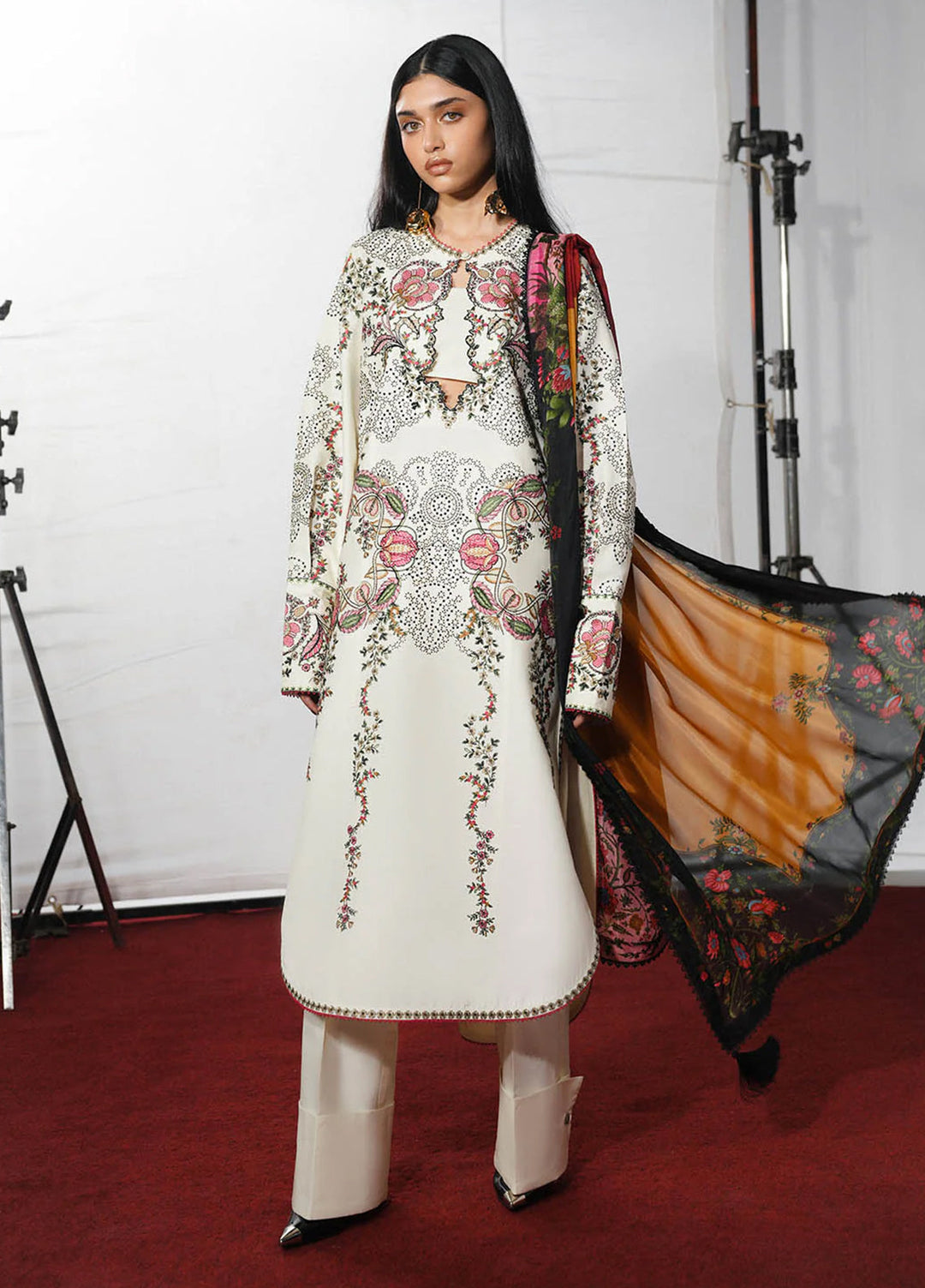 Jugnu by Hussain Rehar Unstitched Embroidered Cotton 3 Piece Suit HR26UJC RASTI - Festive Collection