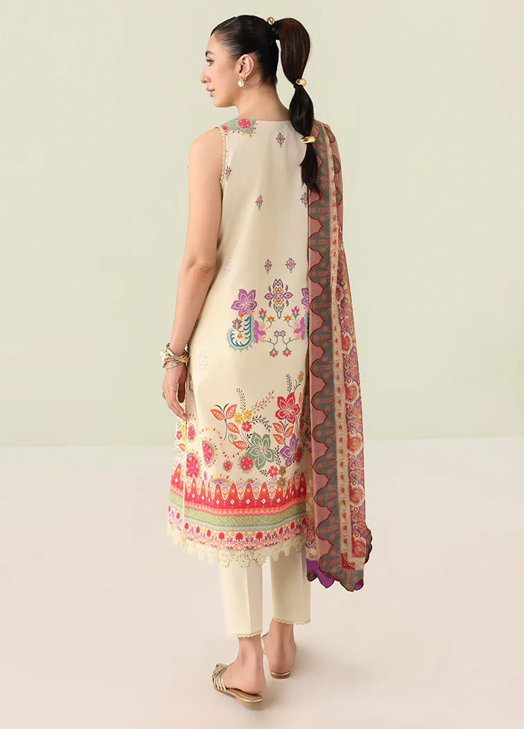 Rosette by Roheenaz Unstitched Lawn Embroidered 3 Piece Suit RNZ26UR Pastel Symphony-5A - Summer Collection