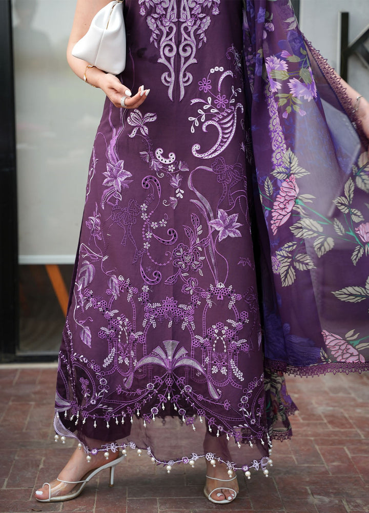 Asifa and Nabeel Unstitched Embroidered Lawn 3 Piece Suit AN26ULE Plum Royale VSL 26-10 - Eid Collection