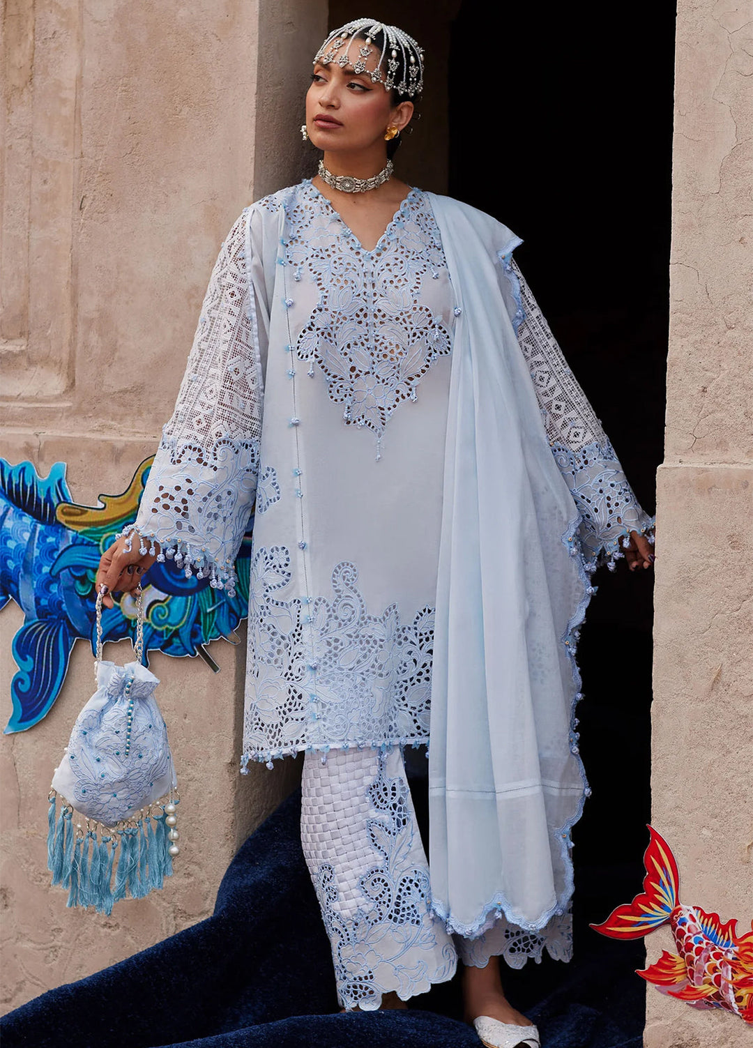 Kashmee Legacy by Elan Unstitched Embroidered Lawn 3 Piece Suit EL26ULKL Brumine EL26-02A - Festive Collection