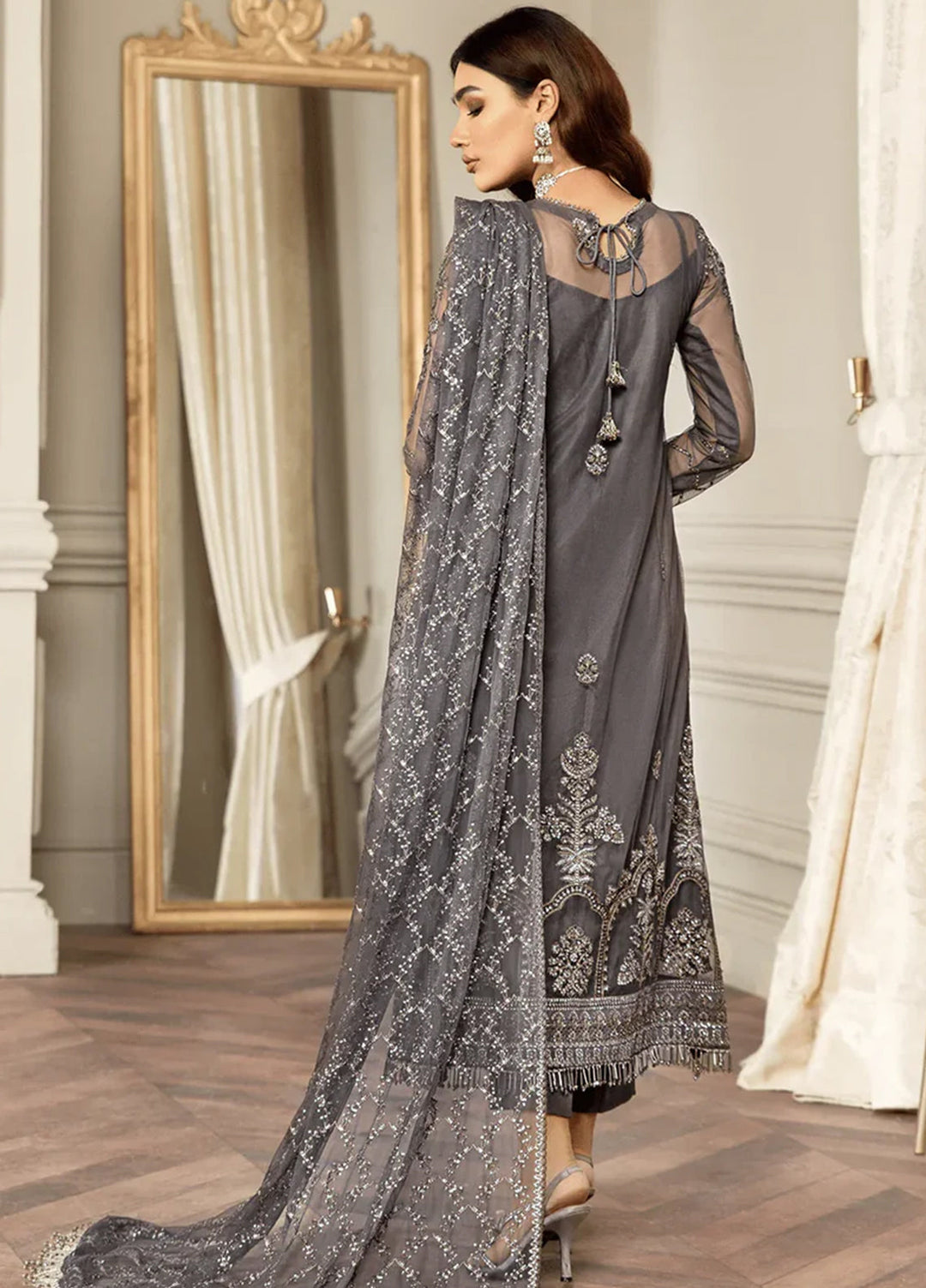 Mehroze By Zarif Embroidered  Suits Unstitched 3 Piece ZR25UF ZMF 07 STORM GREY - Luxury Collection
