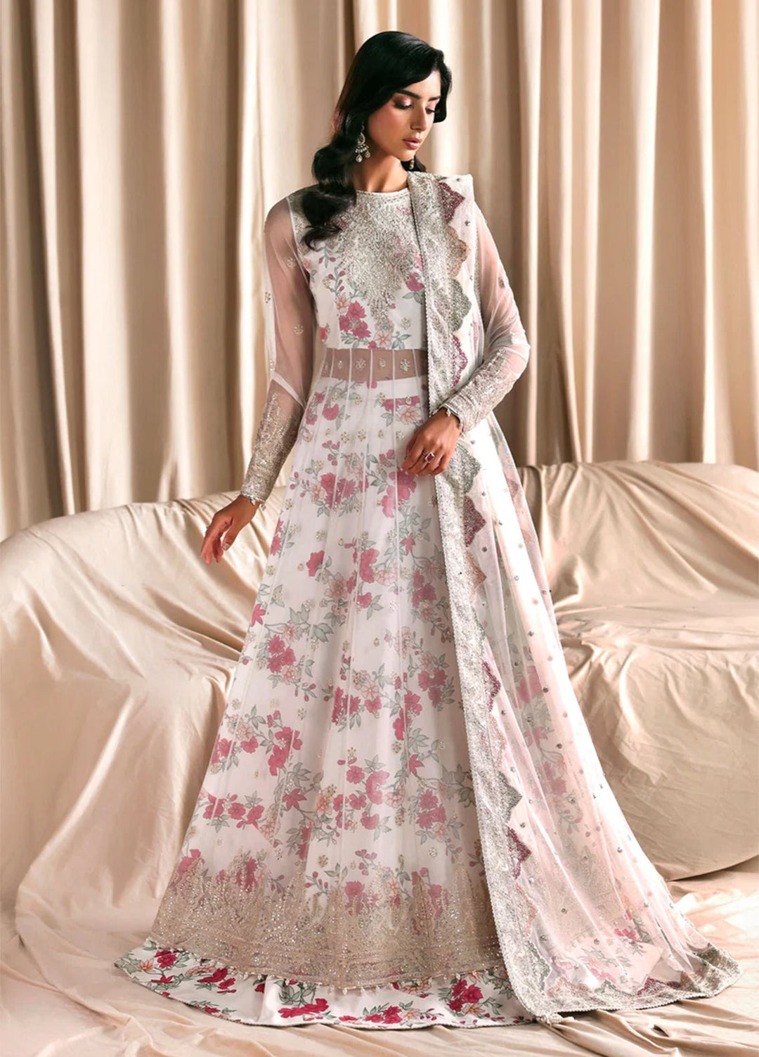 Sirayya by Zarif Unstitched Embroidered Organza 3 Piece Suit ZR26US GAJRA 07 - Wedding Collection