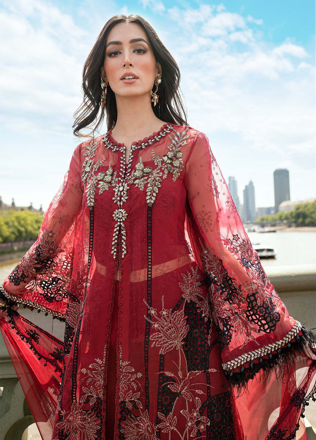 Soiree by Maria B Unstitched Net Embroidered Suits 3 Piece MB25SF D-6 - Formals Collection