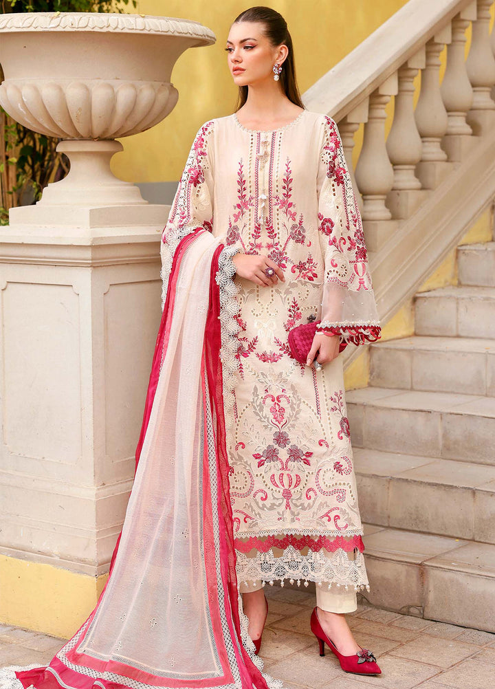 Maria B Unstitched Embroidered Luxury Lawn 3 Piece Suit MB26UEL 9A - Eid Collection