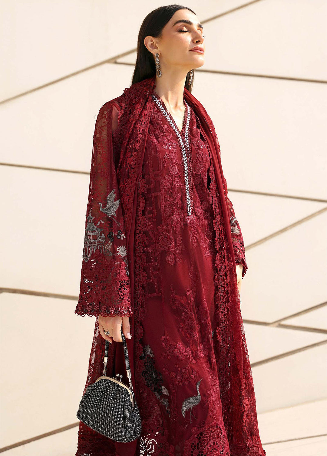 Maria B Unstitched Embroidered Luxury Lawn 3 Piece Suit MB26UEL 7A - Eid Collection