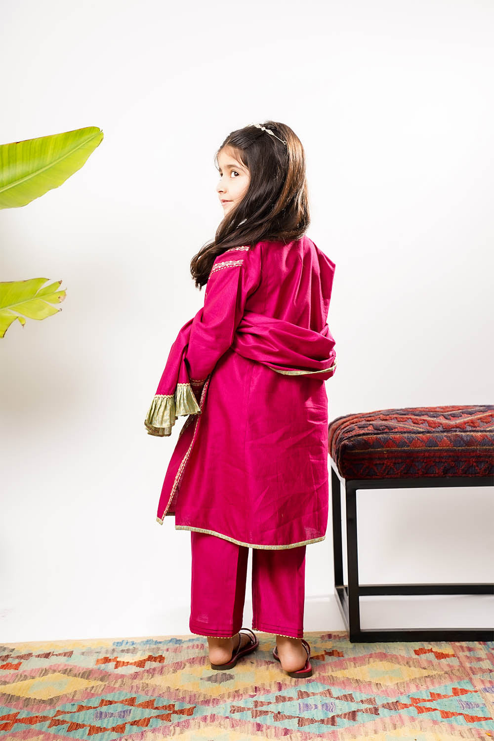 Senorita Girls RTW Embroidered Chambray 3 Piece Suit KDD-03237 Eid Collection