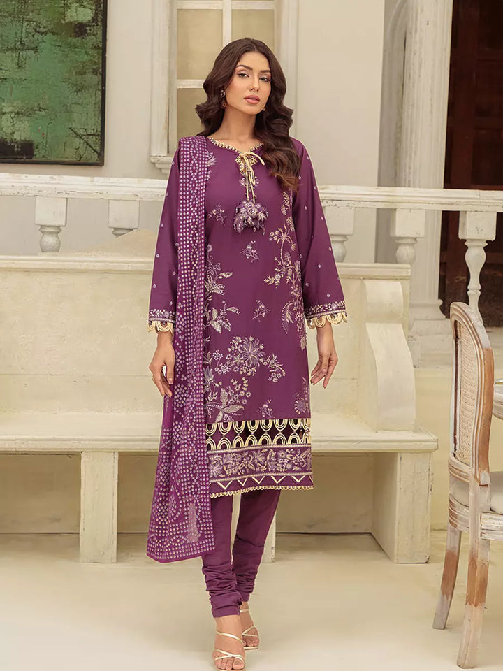 Salitex Unstitched Embroidered Cambric 3 Piece Suit UNS7MK011UT - Festive Collection