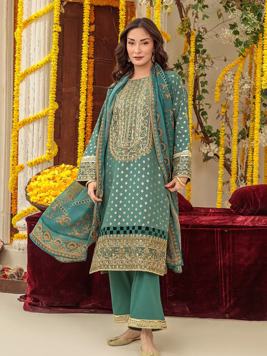 Salitex Unstitched Embroidered Cotton 3 Piece Suit SUNW6NO039UT - Festive Collection