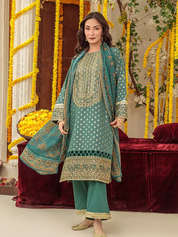 Salitex Unstitched Embroidered Cotton 3 Piece Suit SUNW6NO039UT - Festive Collection