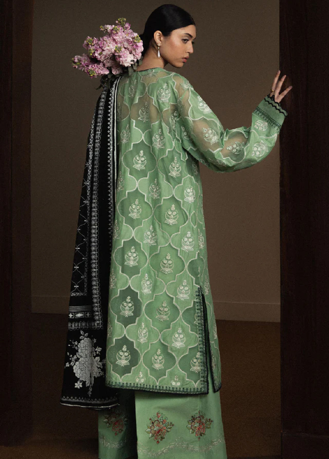 Satori by Zara Shahjahan Unstitched Embroidered Lawn 3 Piece Suit ZS26USL D-6 MIDORIYA - Summer Collection