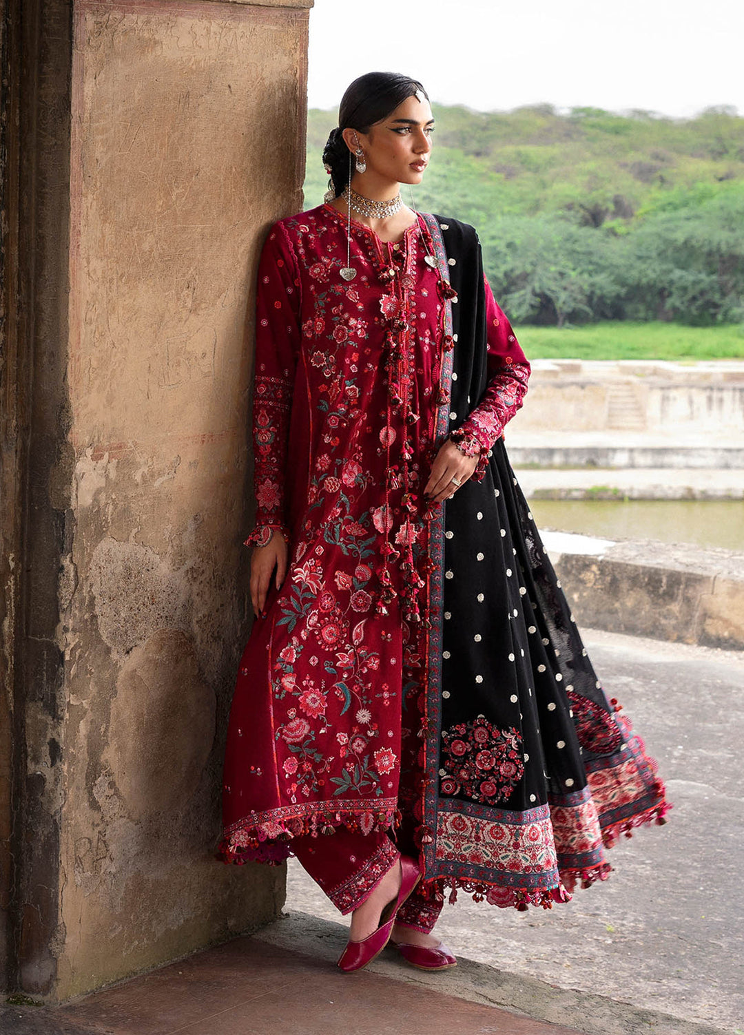 Hussain Rehar Unstitched Karandi Winter Embroidered Suits 3 Piece HRR25K Pankhuri - Winter Collection