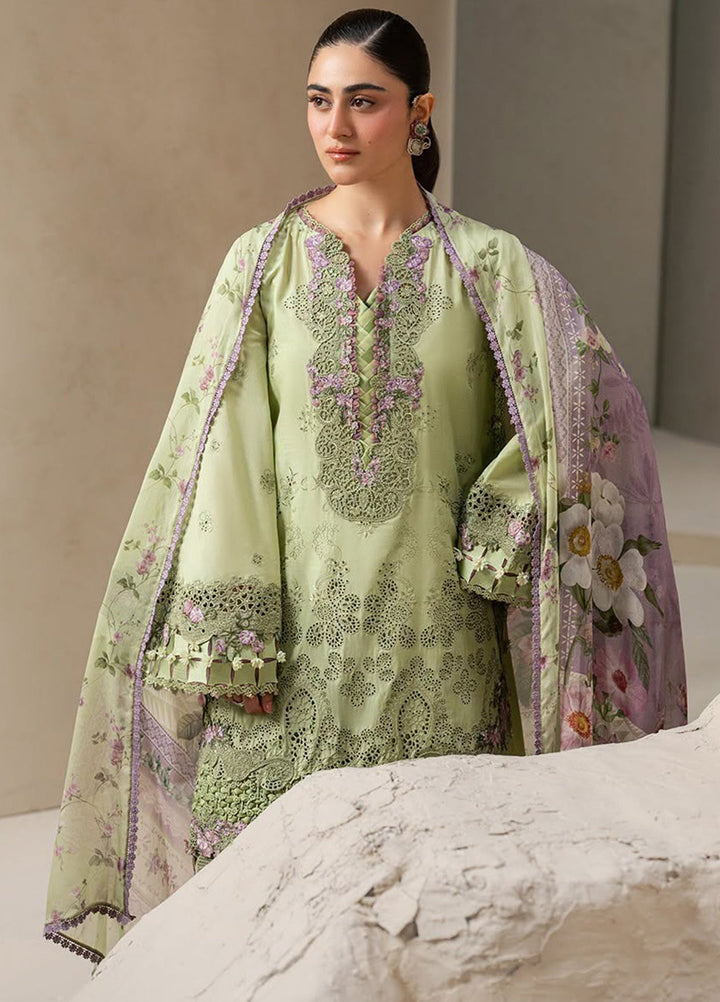 E-Craft by Elaf Unstitched Embroidered Lawn 3 Piece Suit EHC-6A Basil - Casual Collection