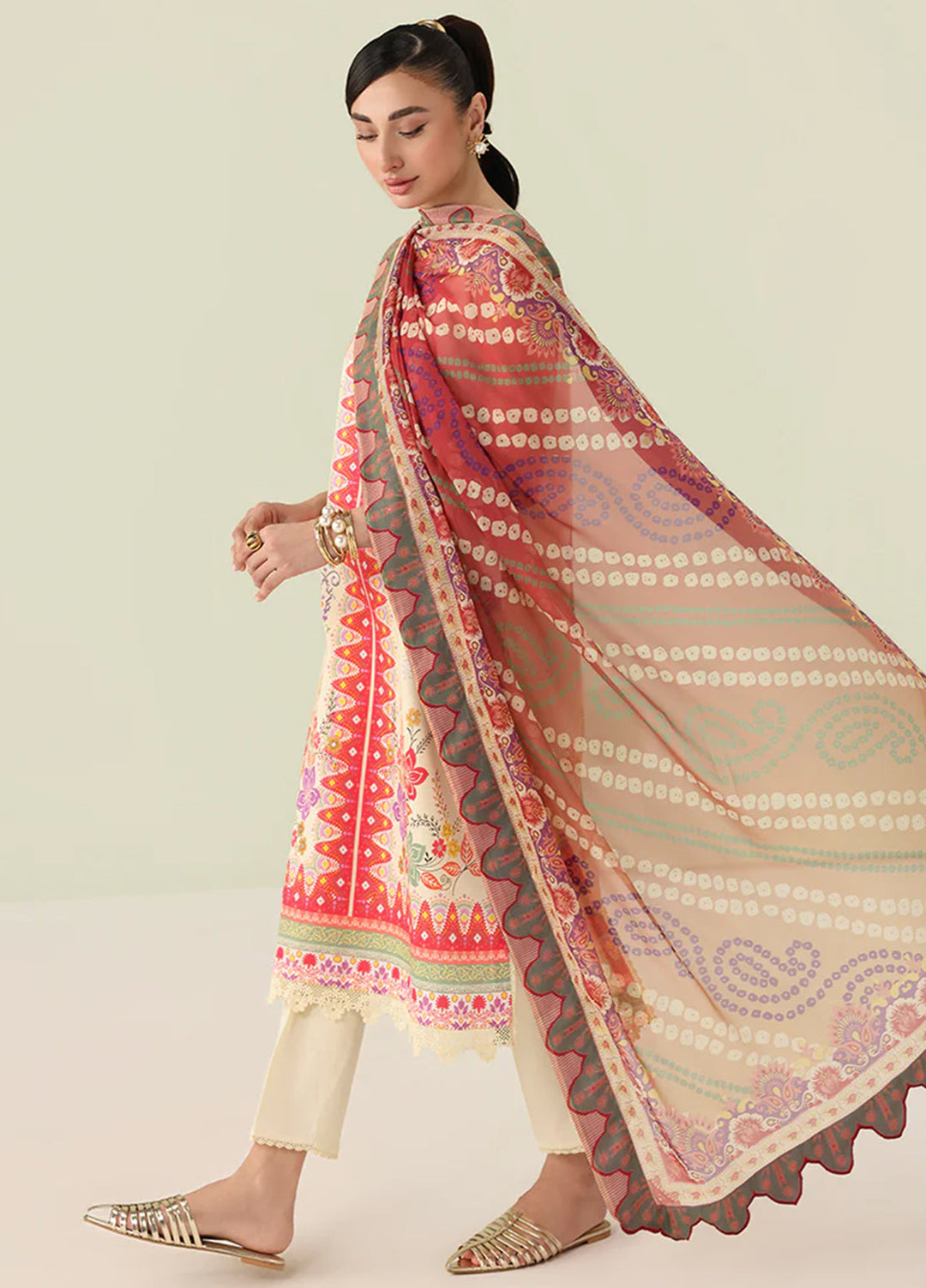 Rosette by Roheenaz Unstitched Lawn Embroidered 3 Piece Suit RNZ26UR Pastel Symphony-5A - Summer Collection