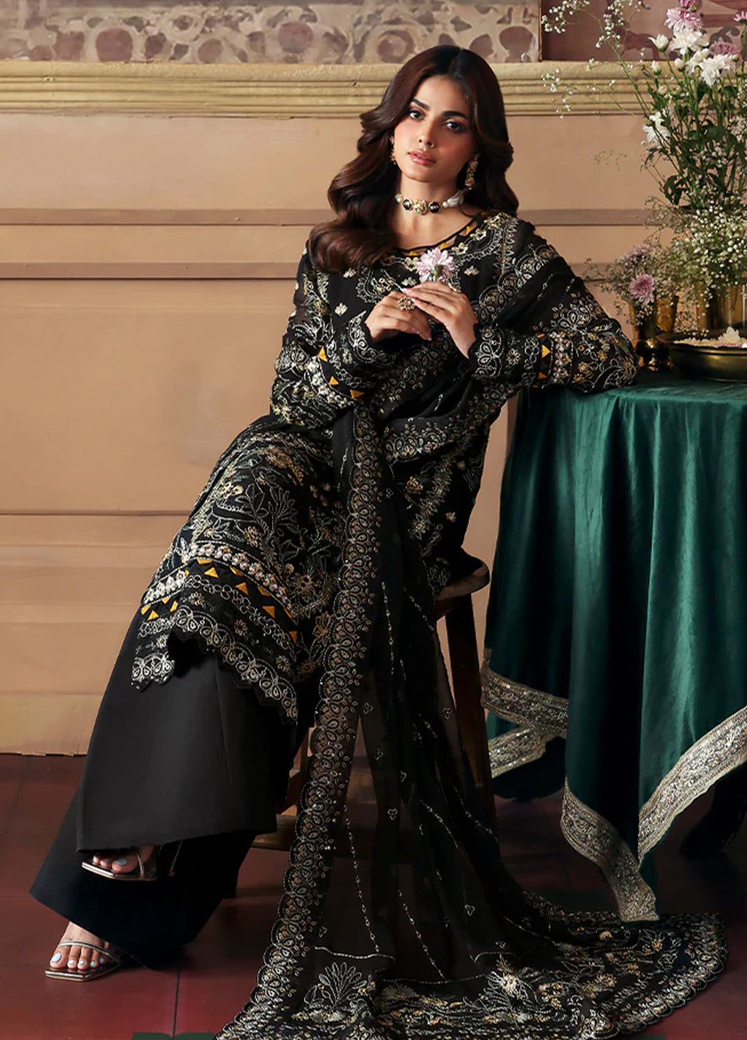 Gulaal Embroidered Chiffon Suits Unstitched 3 Piece GL25EU D-32 Deenah - Formals Collection