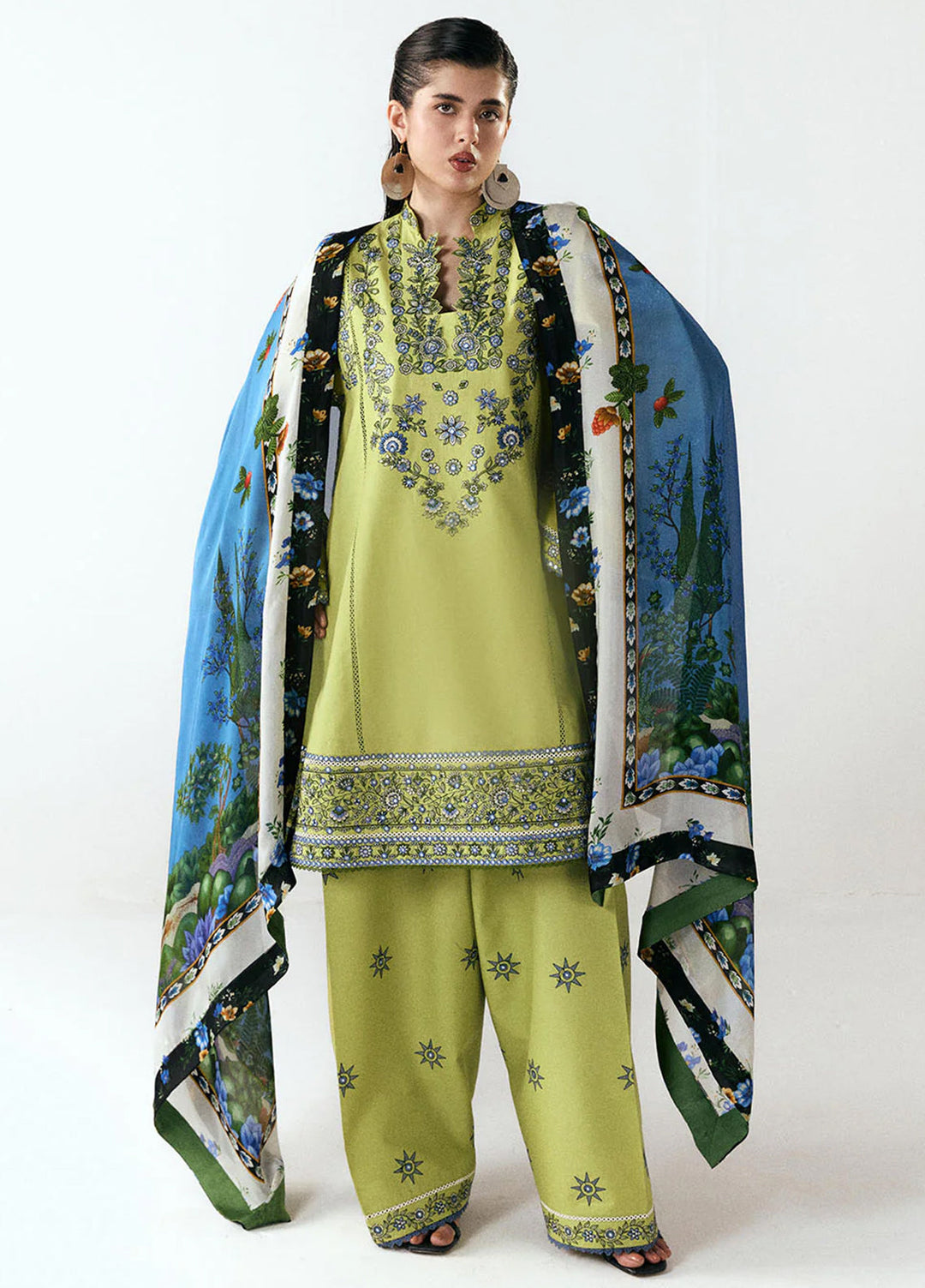 Jugnu by Hussain Rehar Unstitched Embroidered Cotton 3 Piece Suit HR26UCJ Mai JUG-LD D#1279 - Eid Collection