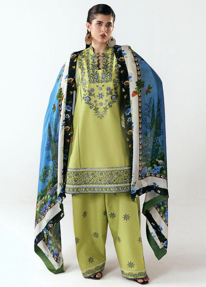 Jugnu by Hussain Rehar Unstitched Embroidered Cotton 3 Piece Suit HR26UCJ Mai JUG-LD D#1279 - Eid Collection