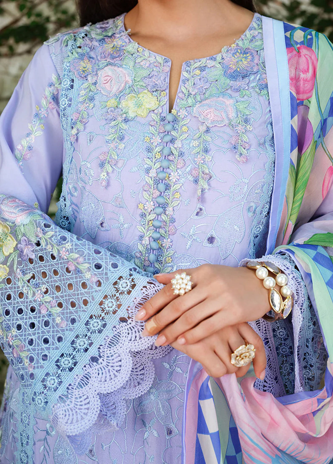 AMoi by Mushq Unstitched Embroidered Luxury Lawn 3 Piece Suit MU26AHL D-13 Sweet Confession - Summer Collection