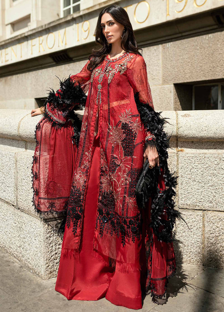 Soiree by Maria B Unstitched Net Embroidered Suits 3 Piece MB25SF D-6 - Formals Collection