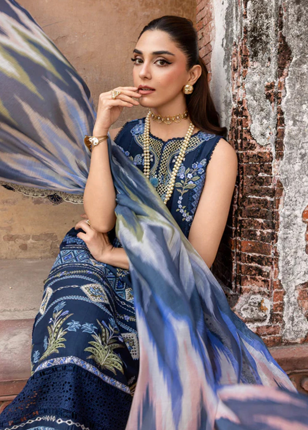 Saira Shakira Unstitched Embroidered Lawn 3 Piece Suit SSR26ULE SS-008B - Eid Collection