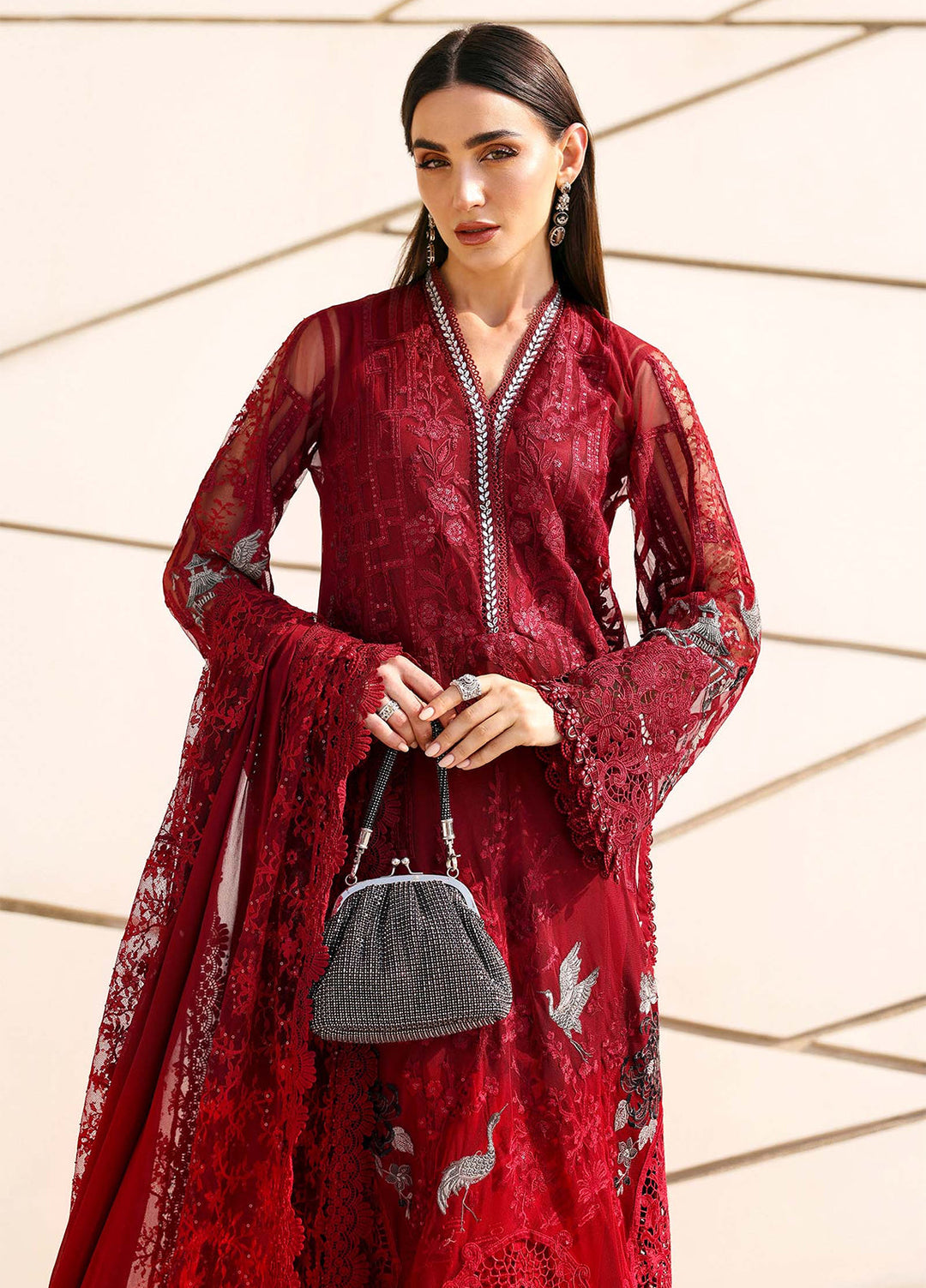 Maria B Unstitched Embroidered Luxury Lawn 3 Piece Suit MB26UEL 7A - Eid Collection