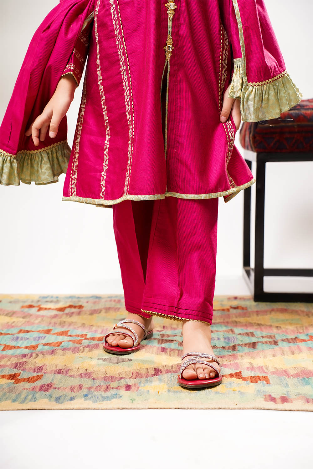 Senorita Girls RTW Embroidered Chambray 3 Piece Suit KDD-03237 Eid Collection