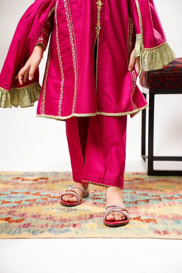 Senorita Girls RTW Embroidered Chambray 3 Piece Suit KDD-03237 Eid Collection