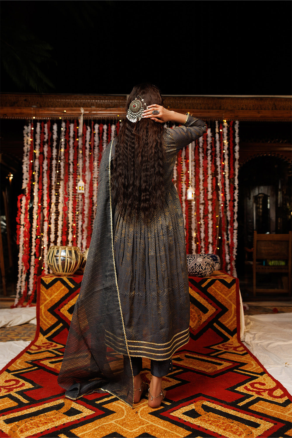 Senorita Women RTW Women Embroidered Grey and Gold Casual plus 3 Piece Suit Viscose Jacquard LBD-02539 - Winter Collection