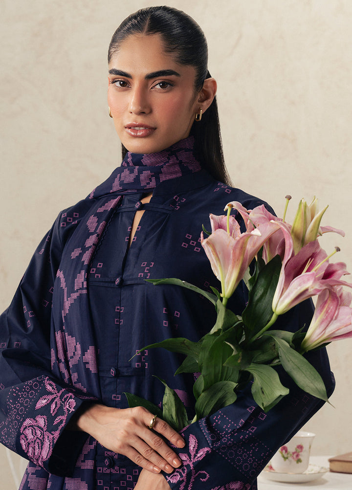 Moonsoon Edit by Cross Stitch Unstitched Printed Cambric 3 Piece Suit CS26UCM Magenta Muse - Casual Collection