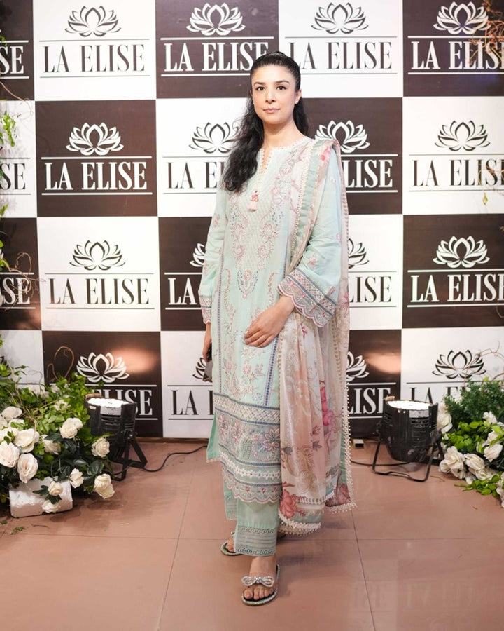 La Elise Women RTW Embroidered Lawn 3 Piece Suit 0001304 Blanc - Casual Collection