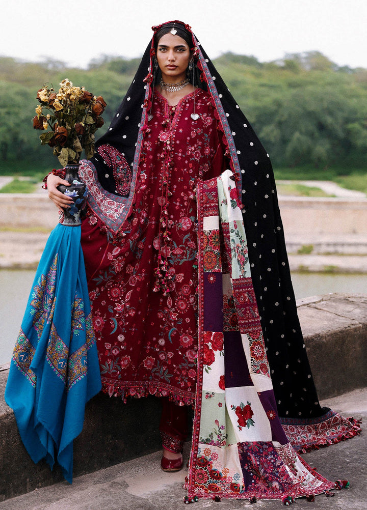 Hussain Rehar Unstitched Karandi Winter Embroidered Suits 3 Piece HRR25K Pankhuri - Winter Collection