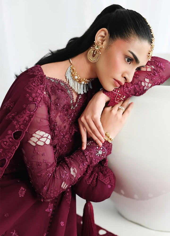 Qalamkar Unstitched Embroidered Chiffon 3 Piece Suit QLK26UCF Wafa QCC-03 - Festive Collection