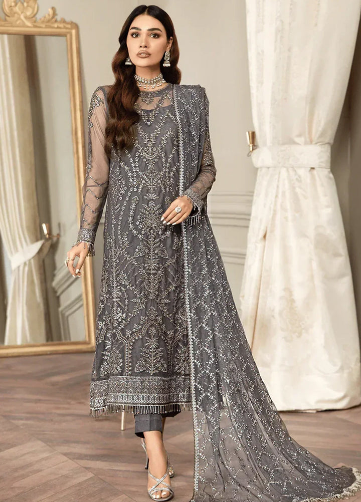 Mehroze By Zarif Embroidered  Suits Unstitched 3 Piece ZR25UF ZMF 07 STORM GREY - Luxury Collection