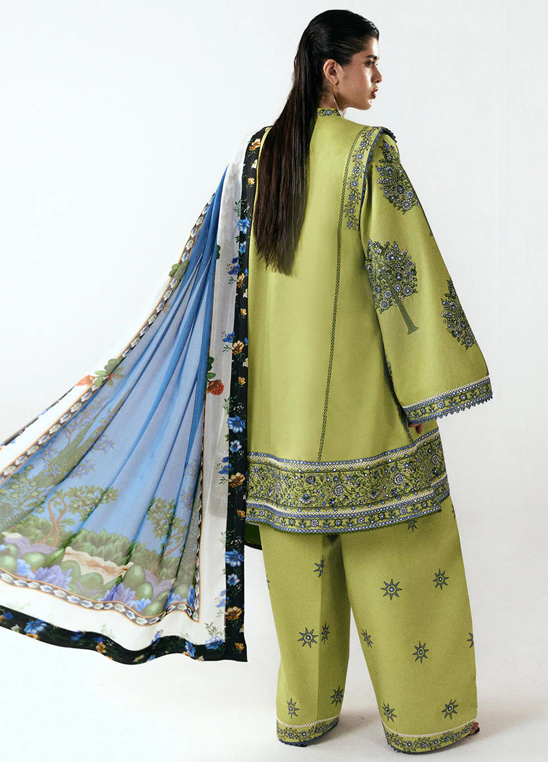 Jugnu by Hussain Rehar Unstitched Embroidered Cotton 3 Piece Suit HR26UCJ Mai JUG-LD D#1279 - Eid Collection