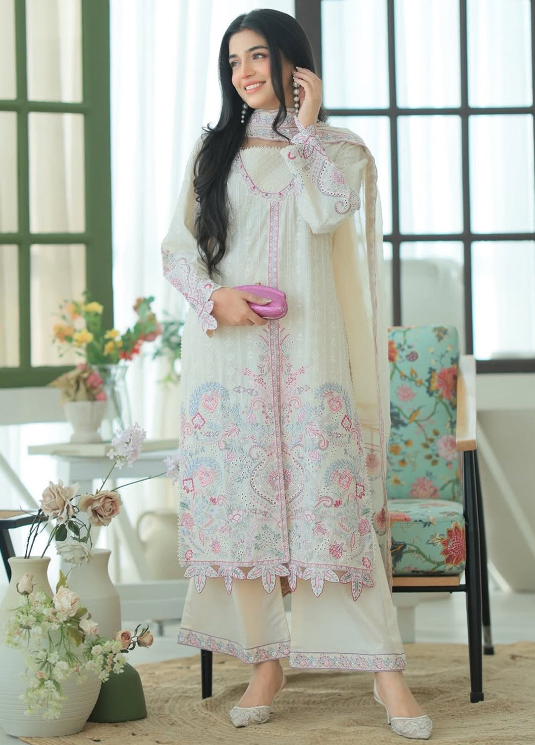 Aura of Flora by Zarizaa Unstitched Embroidered Lawn 3 Piece Suit LOTUS Lawn Collection
