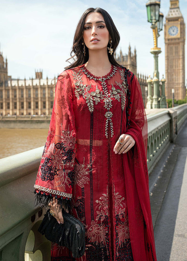 Soiree by Maria B Unstitched Net Embroidered Suits 3 Piece MB25SF D-6 - Formals Collection