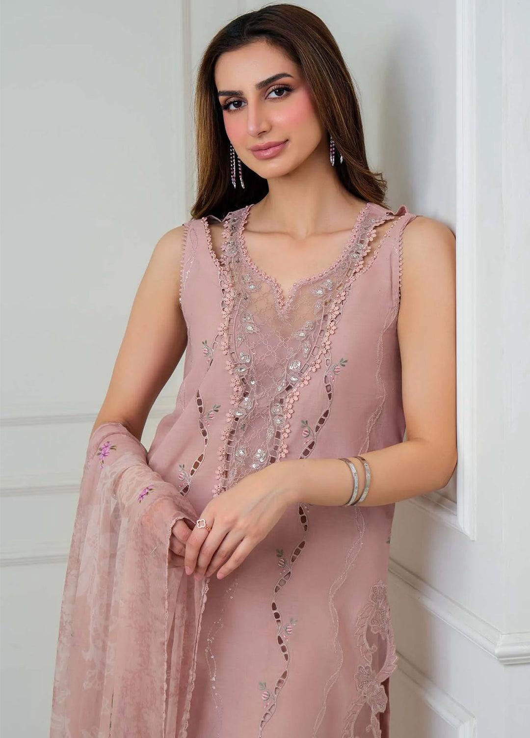 Noor Luxe by Saadia Asad Unstitched Embroidered Lawn 3 Piece Suit SA26UNL D-2A - Summer Collection