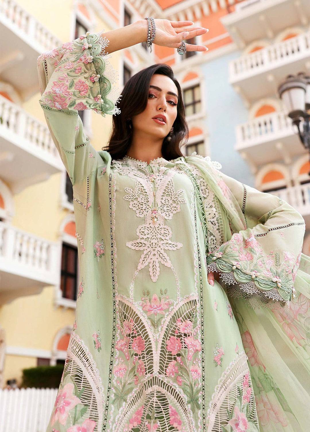 Maria B Unstitched Embroidered Luxury Lawn 3 Piece Suit MB26UEL 11A - Eid Collection
