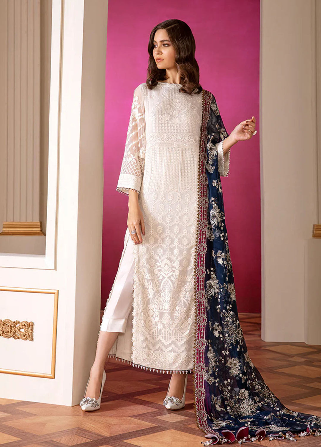 Chantelle by Baroque Unstitched Embroidered Chiffon 3 Piece Suit BQ26UCF 02-Glaze - Festive Collection