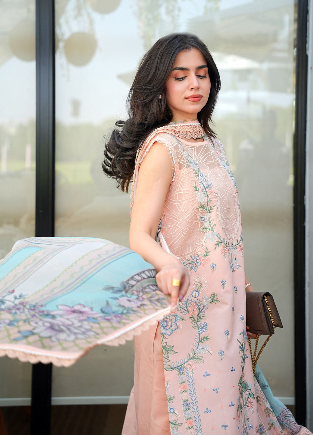 Asifa and Nabeel Unstitched Embroidered Lawn 3 Piece Suit AN26ULE Peach Garden VSL 26-05 - Eid Collection