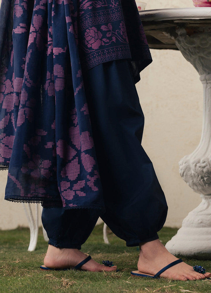 Moonsoon Edit by Cross Stitch Unstitched Printed Cambric 3 Piece Suit CS26UCM Magenta Muse - Casual Collection