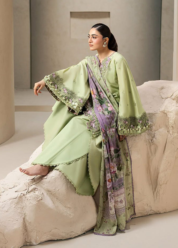 E-Craft by Elaf Unstitched Embroidered Lawn 3 Piece Suit EHC-6A Basil - Casual Collection