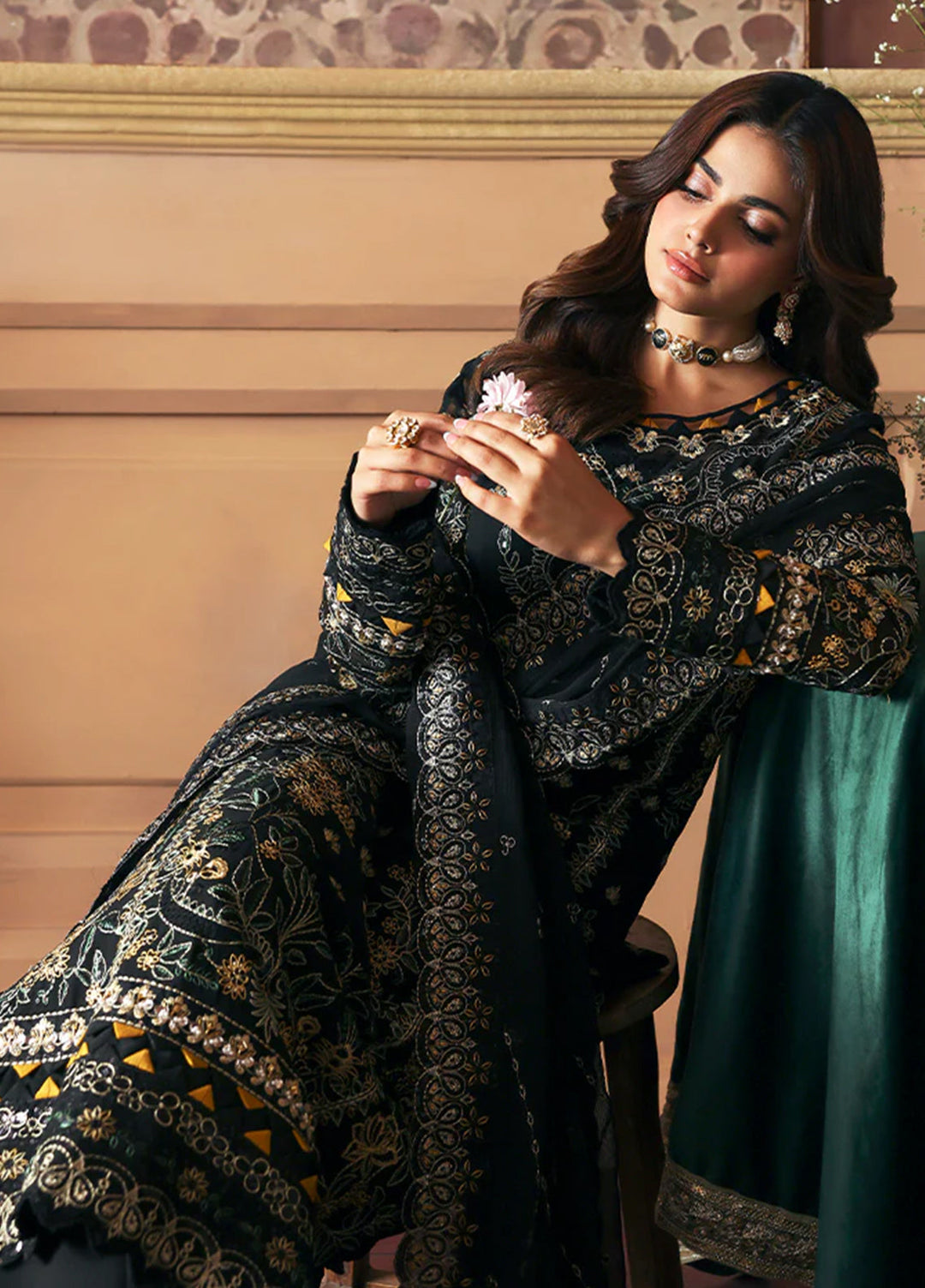 Gulaal Embroidered Chiffon Suits Unstitched 3 Piece GL25EU D-32 Deenah - Formals Collection