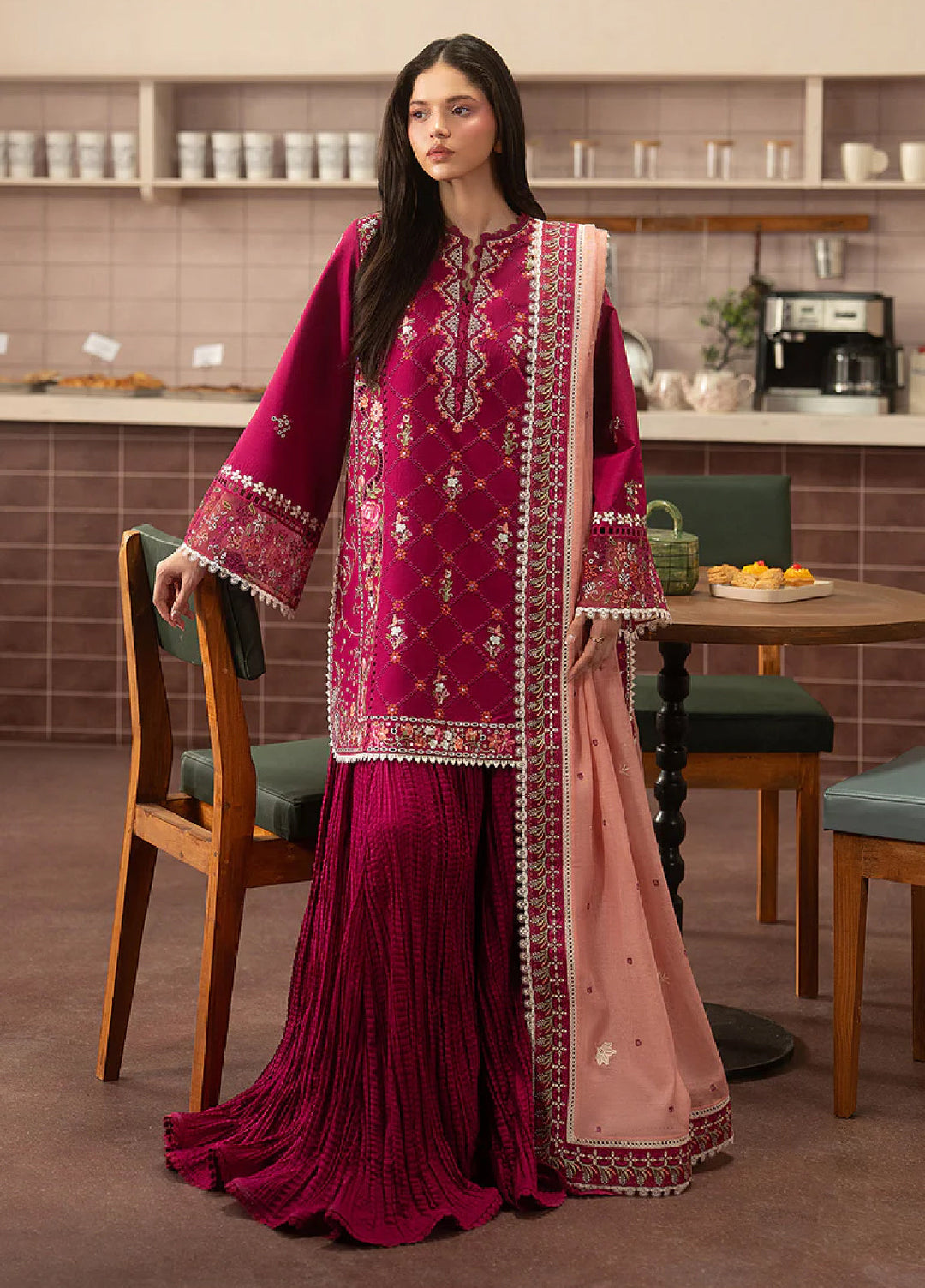 Brewed by Ayzel Unstitched Embroidered Lawn 3 Piece Suit AAF26UBL Doppio ZWU-0143-3PO - Festive Collection