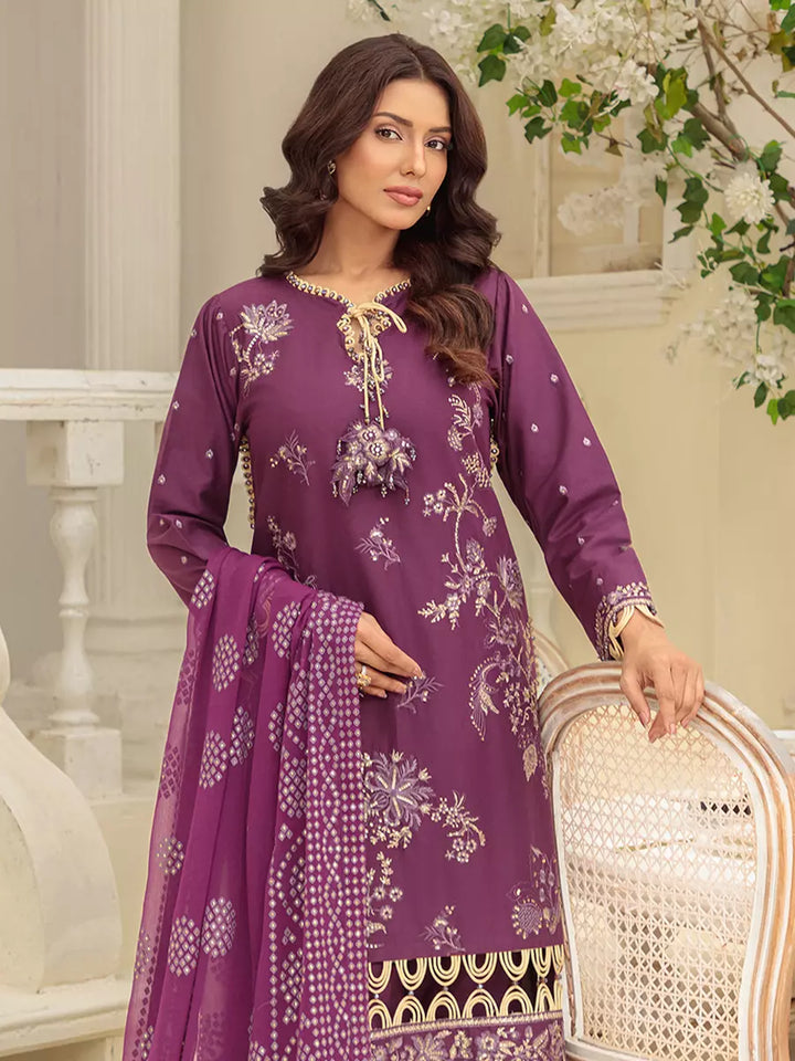Salitex Unstitched Embroidered Cambric 3 Piece Suit UNS7MK011UT - Festive Collection