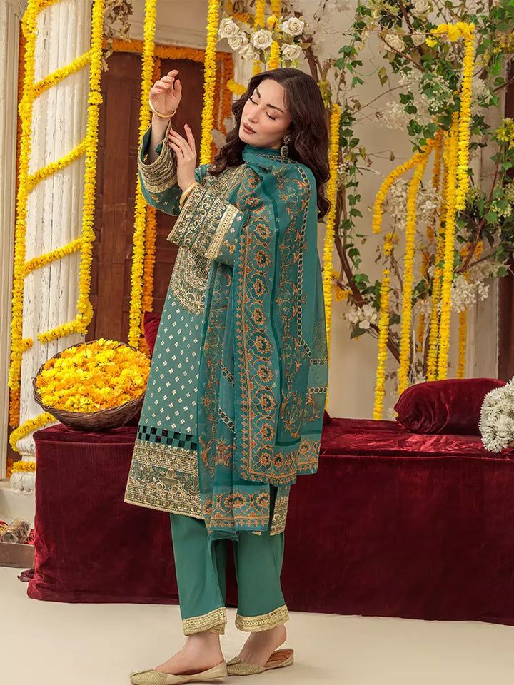 Salitex Unstitched Embroidered Cotton 3 Piece Suit SUNW6NO039UT - Festive Collection